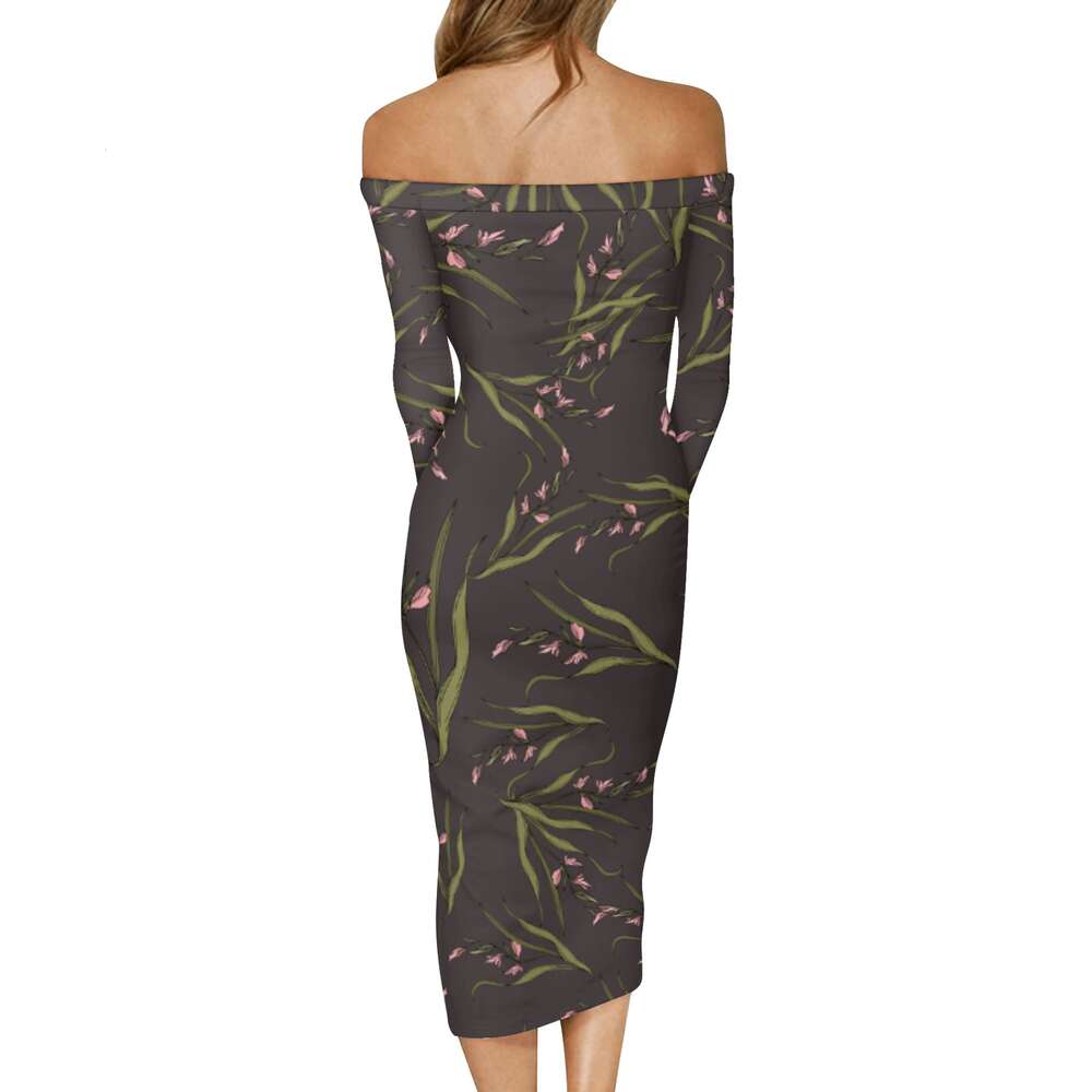Women's Long Sleeve Off The Shoulder Lady Dress dongdumaoyi P1558151652