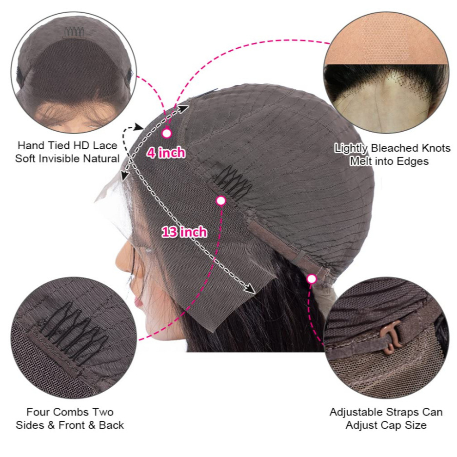 Kinky Curly 13X4 Lace Front Wigs Brazilian Human Hair Wig Long Deep Wave Water Wave Lace
