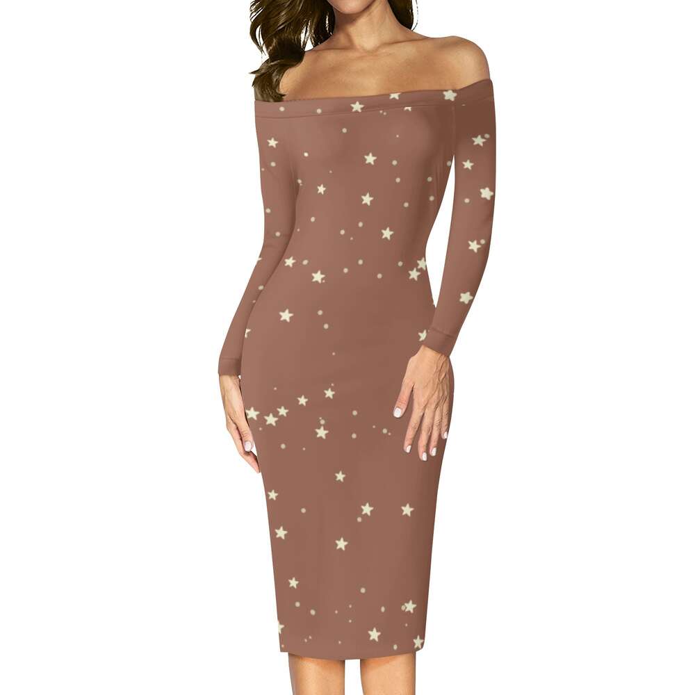 Women's Long Sleeve Off The Shoulder Lady Dress dongdumaoyi P1561351652
