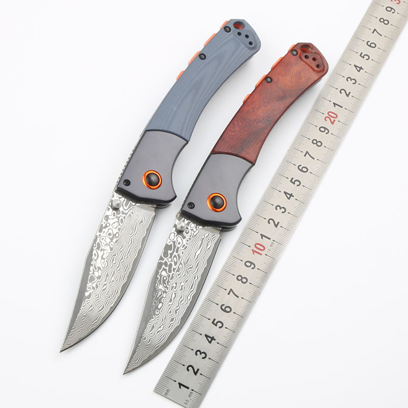 High End 15080 Folder Knife VG10 Damascus Steel Blade G10/Wood Handle EDC Pocket Knives With Retail Box