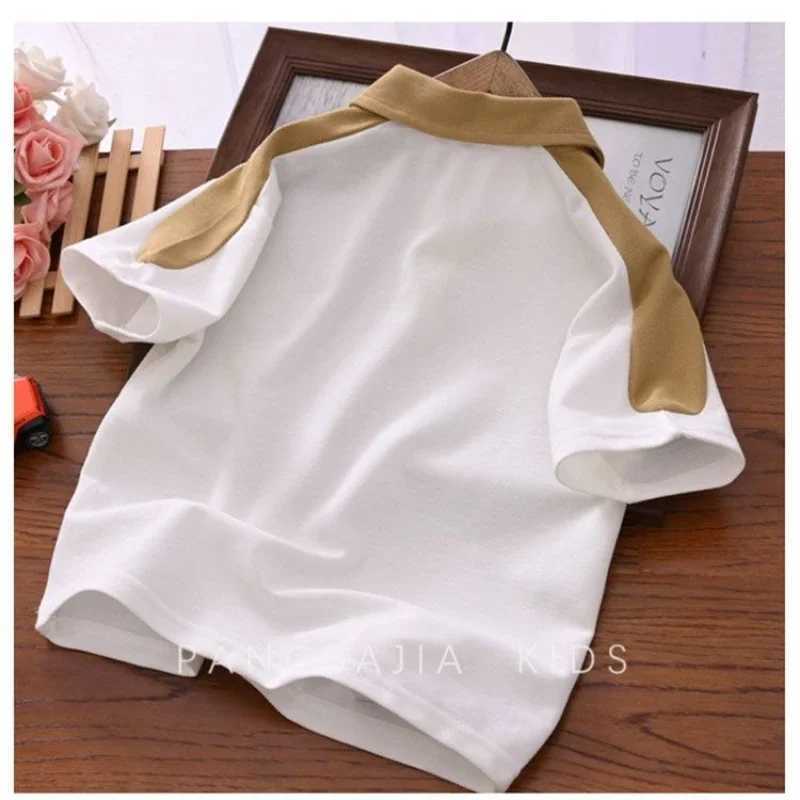 Clothing Sets Summer childrens and boys clothing set teenage and girls flip collar T-shirt and shorts 2-piece set childrens letter bottom set WX