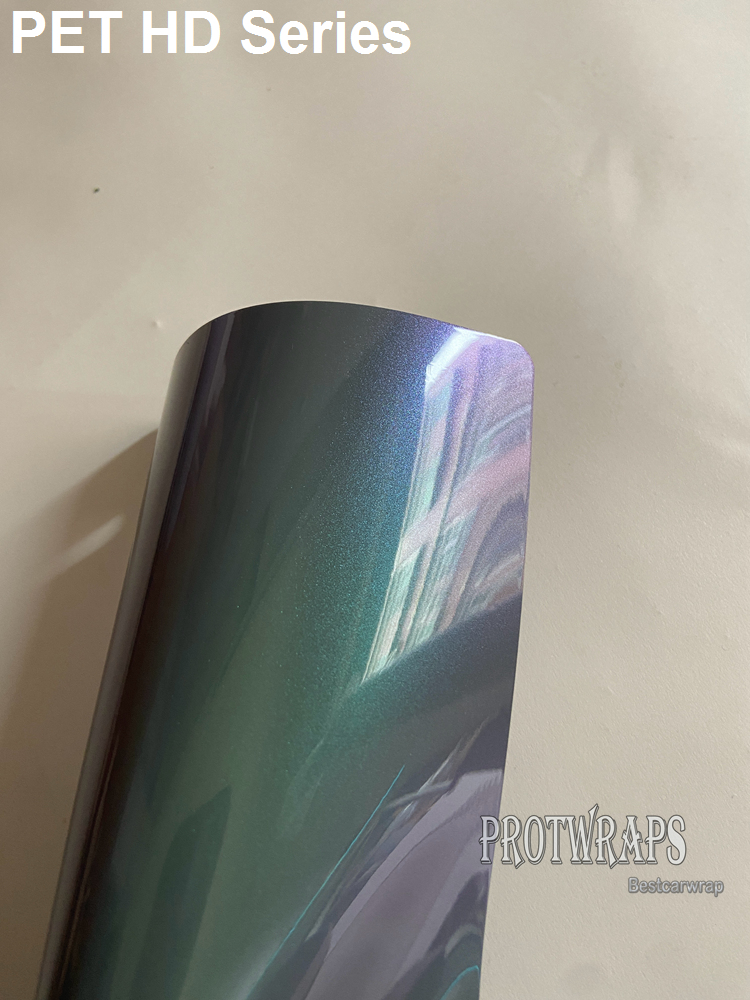 HD Indigo Blue Purple Chameleon Flip Gloss Vinyl Wrap Covering Film With Air Release Initial Low Tack Glue Self Adhesive Foil 1.52x18m 5X59ft With PET