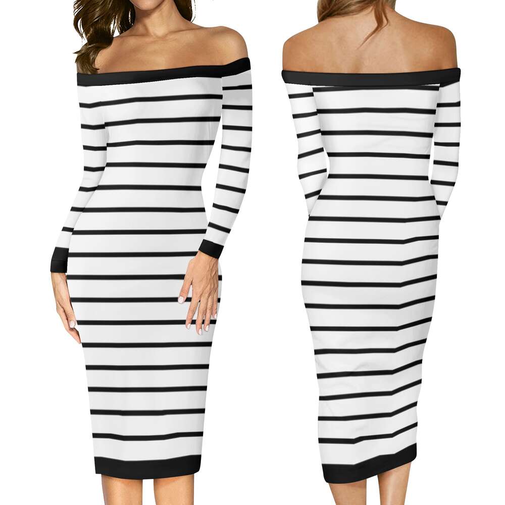 Women's Long Sleeve Off The Shoulder Lady Dress dongdumaoyi P1552351652