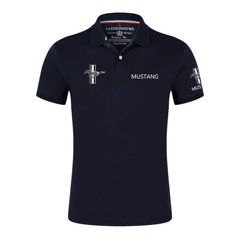 Men's T-Shirts Summer New 2024 Mens Mustang Polo Shirt Classic Unisex Outdoor Customized T-shirt Casual Short Sleves Solid Color T-shirt T240515