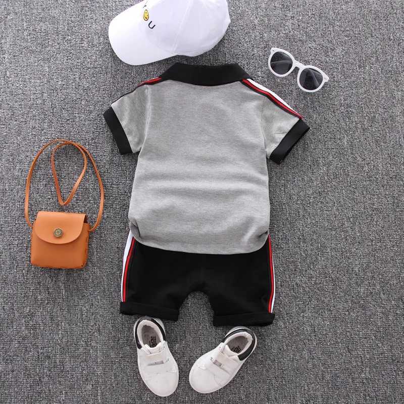 Clothing Sets 0-5-year-old boy cotton fashionable polo shirt baby summer clothing 2-piece set WX