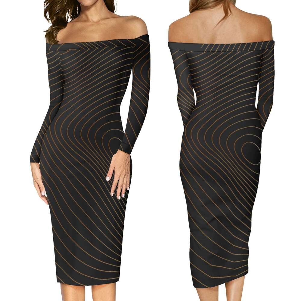 Women's Long Sleeve Off The Shoulder Lady Dress dongdumaoyi P1562451652