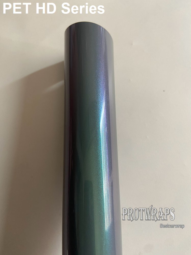 HD Indigo Blue Purple Chameleon Flip Gloss Vinyl Wrap Covering Film With Air Release Initial Low Tack Glue Self Adhesive Foil 1.52x18m 5X59ft With PET