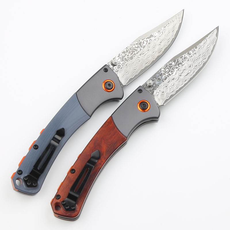 High End 15080 Folder Knife VG10 Damascus Steel Blade G10/Wood Handle EDC Pocket Knives With Retail Box