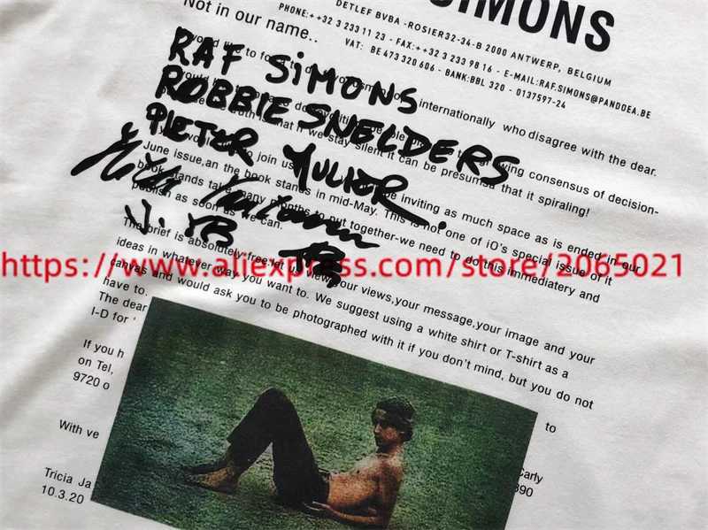 Men's T-Shirts 2024ss Raf Simons T Shirt Men Women 1 1 Best Quty Summer Style White Top T T-shirt T240515