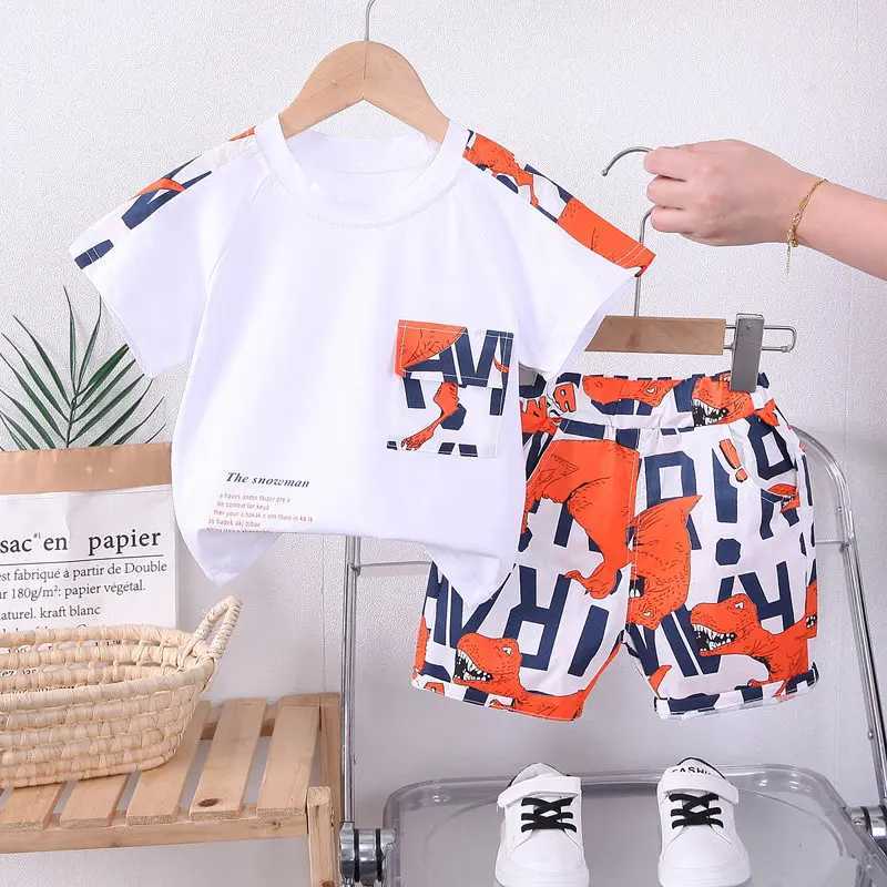 Clothing Sets New Summer Baby Boy Kids Clothes Letters Children Clothing Suit Tops Short-sleeve T-shirt Pants 2pcs/set Sport Infant Clothing H241214