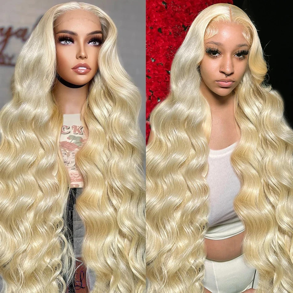 Brazilian Body Wave Transparent 613 Lace Frontal human hair Wigs honey blonde PrePlucked 13x6