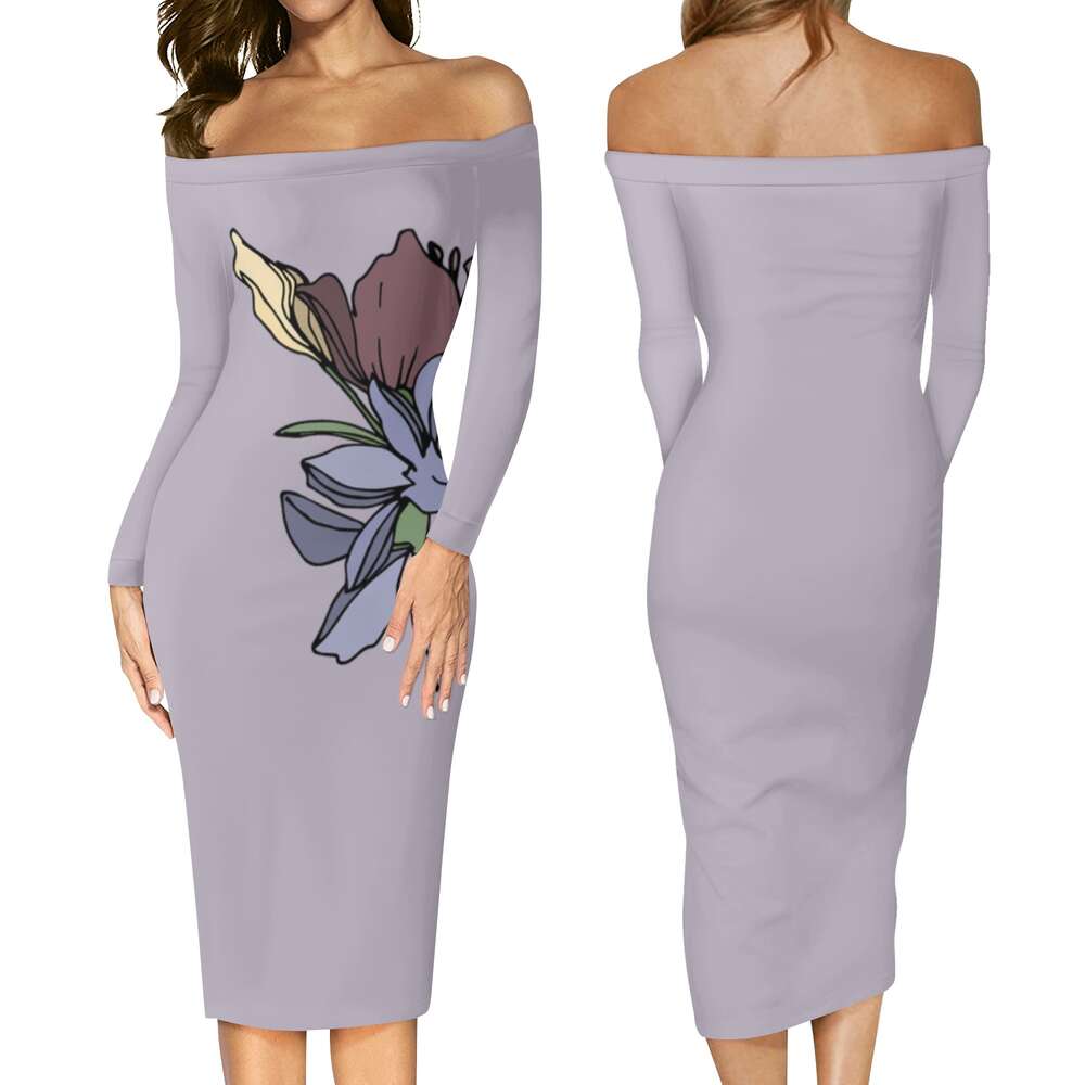 Women's Long Sleeve Off The Shoulder Lady Dress dongdumaoyi P1559951652