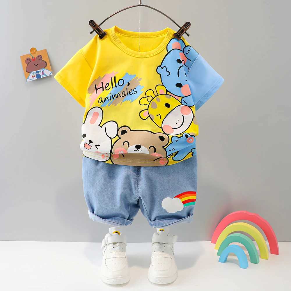 Clothing Sets Summer Boys Clothing 1 2 3 4 Year Old Cute Cartoon Fashion Cotton Short sleeved Casual Cool Breathable Shorts Set WX