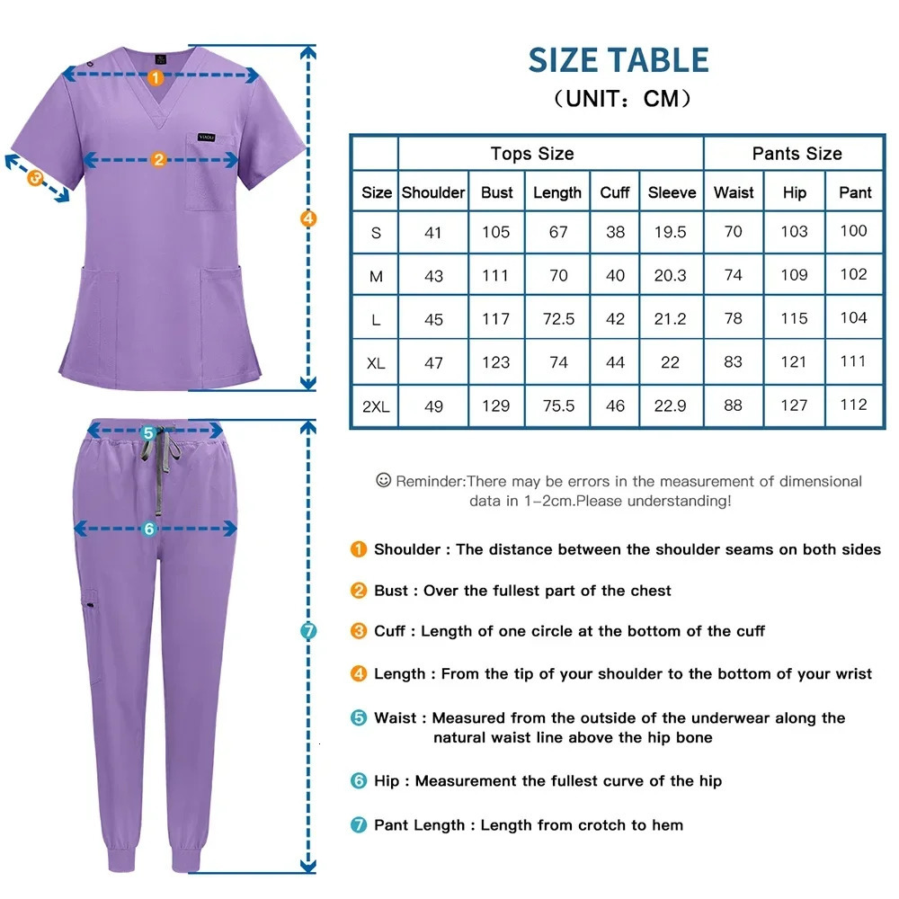 Multilcolors Hospital Scrub Suits Uniform Women Men Scrubs Set Beauty Work Clothes Nurse Accessories Dental Surgery Suit 240506