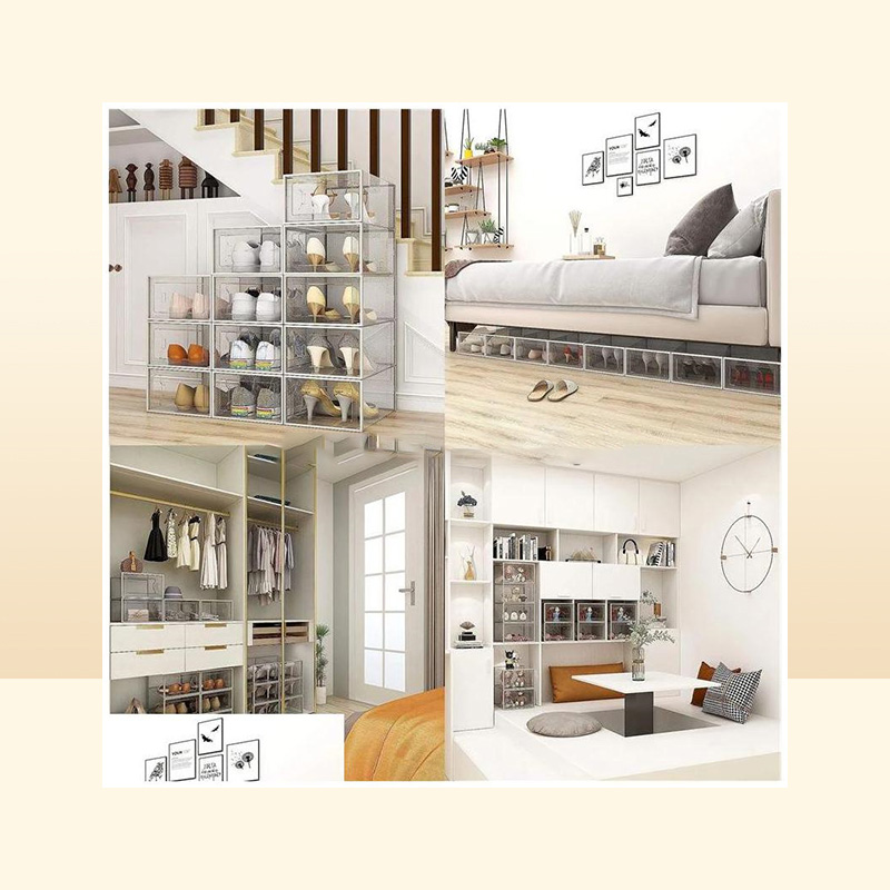 Storage Boxes Bins Shoe Clear Plastic Stackable Organizer For Closet Foldable Shoes Containers Holders Drop Delivery Home Garden H1678990