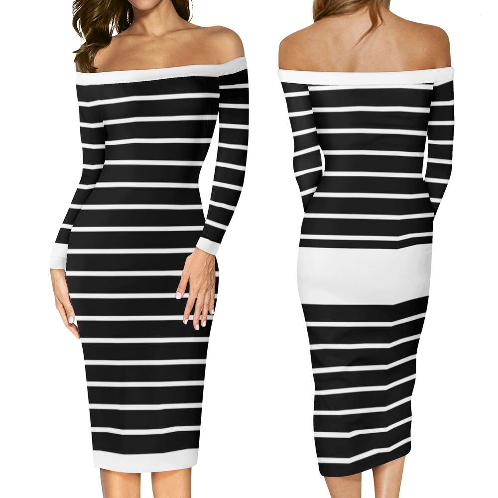 Women's Long Sleeve Off The Shoulder Lady Dress dongdumaoyi P1552551652