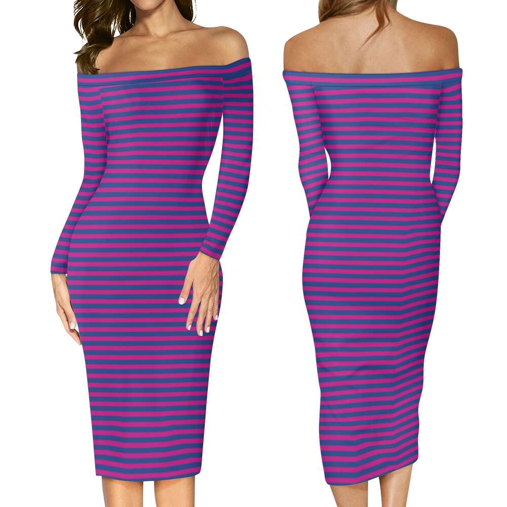 Women's Long Sleeve Off The Shoulder Lady Dress dongdumaoyi P1553051652