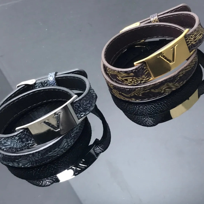 Designer Bracelets For Men Genuine Leather Bangle Classic Jewelry Mens Brithday Gift With Box Valentine's Day
