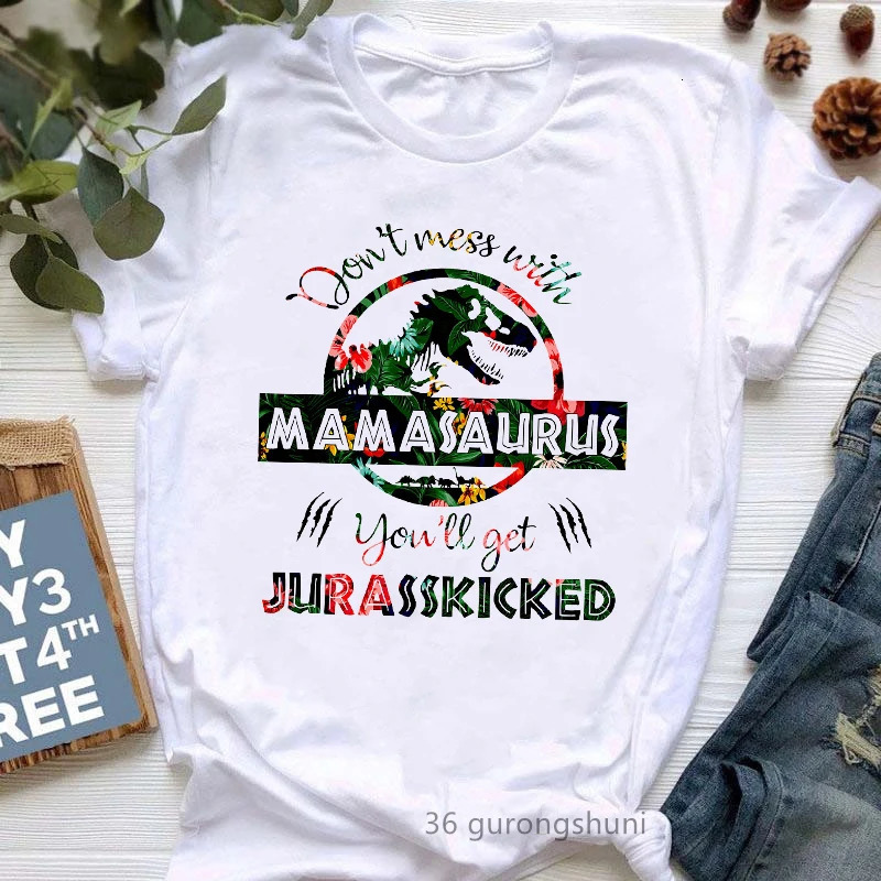 Watercolor Leopard Mamasaurus Graphic Print WomenS Tshirts Funny Jurassic Dinosaur TShirt Female MotherS Day Gift T Shirt 240510