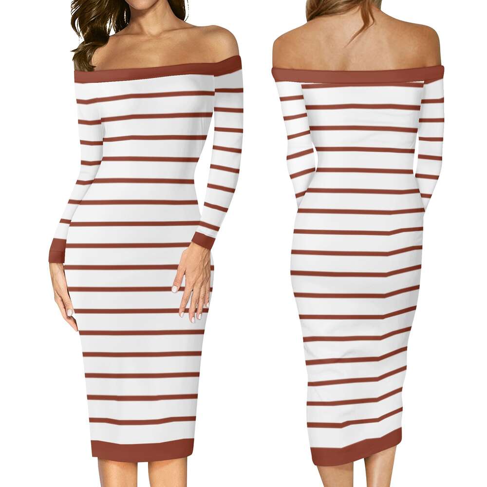 Women's Long Sleeve Off The Shoulder Lady Dress dongdumaoyi