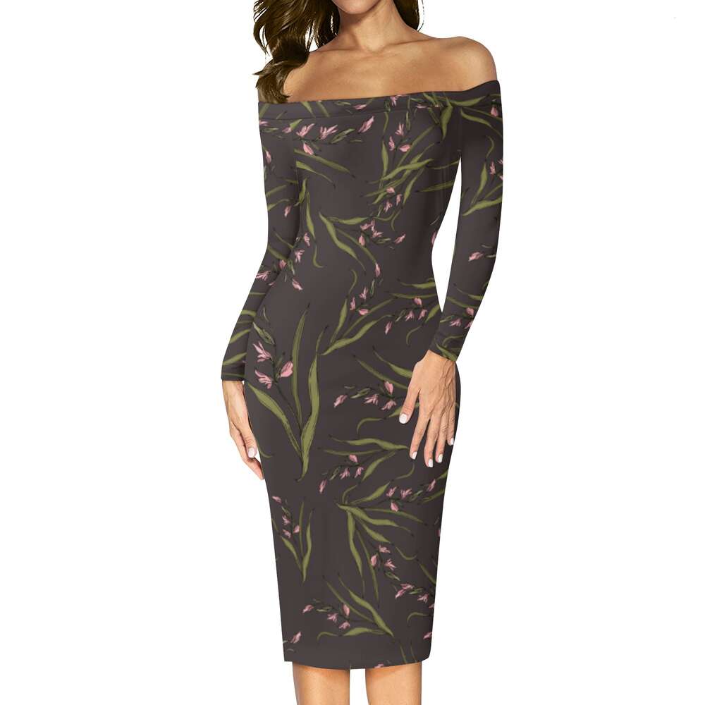 Women's Long Sleeve Off The Shoulder Lady Dress dongdumaoyi P1558151652