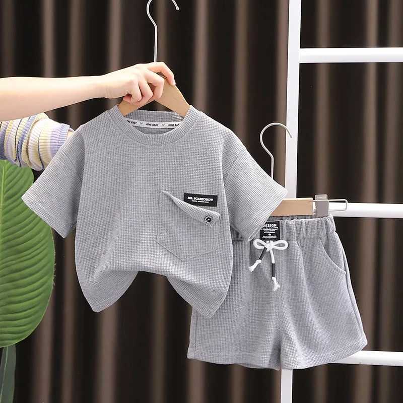 Clothing Sets 2024 Baby Fashion Boys and Girls Clothing Set Childrens Short sleeved T-shirt Shorts Summer Clothing Childrens Cotton Loose 2PCS 1-5Y WX