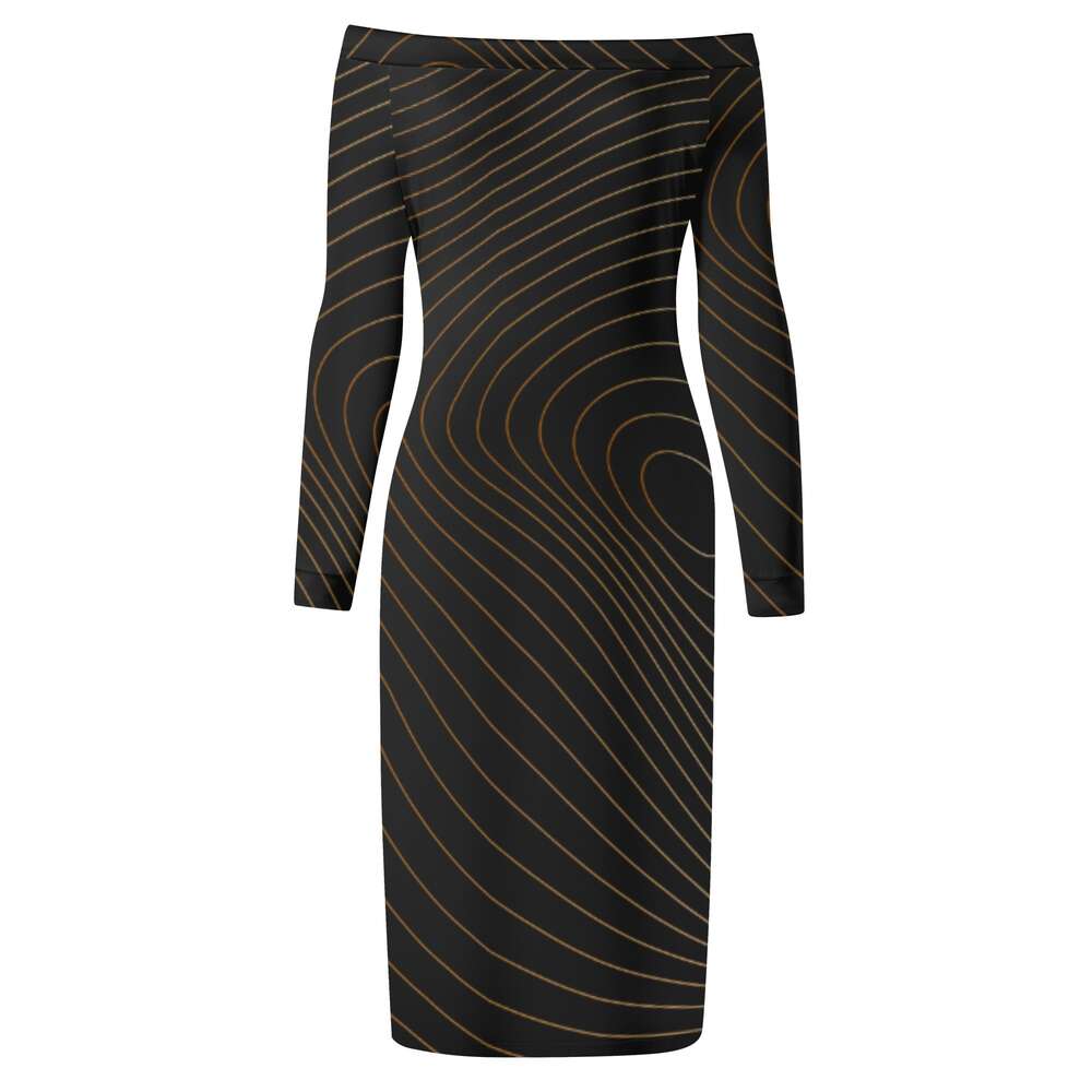 Women's Long Sleeve Off The Shoulder Lady Dress dongdumaoyi P1562451652