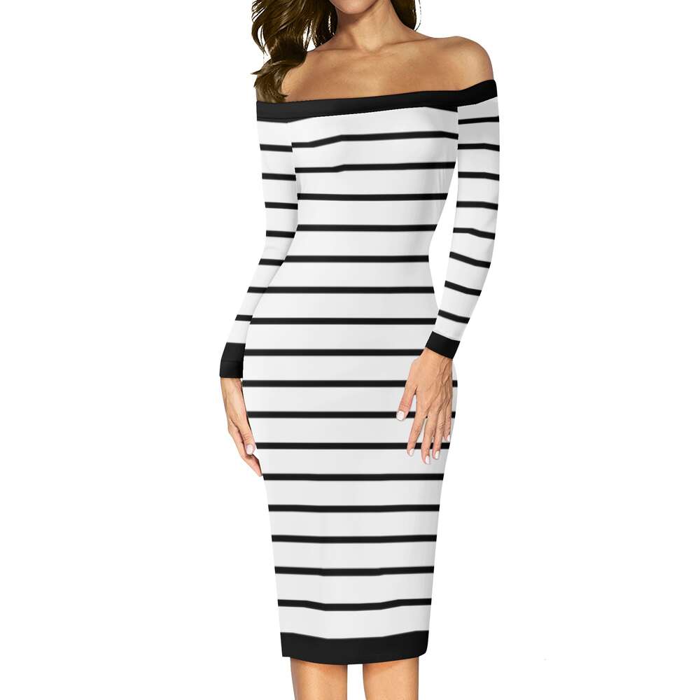 Women's Long Sleeve Off The Shoulder Lady Dress dongdumaoyi P1552351652