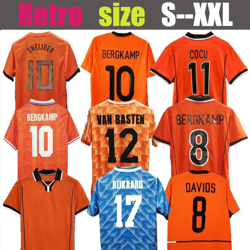 Retro 98NetherlandsBERGKAMP1988 74 00 Home Away Soccer Jerseys Van Basten Gullit Koeman Vintage Holland Shirt Classic Kit