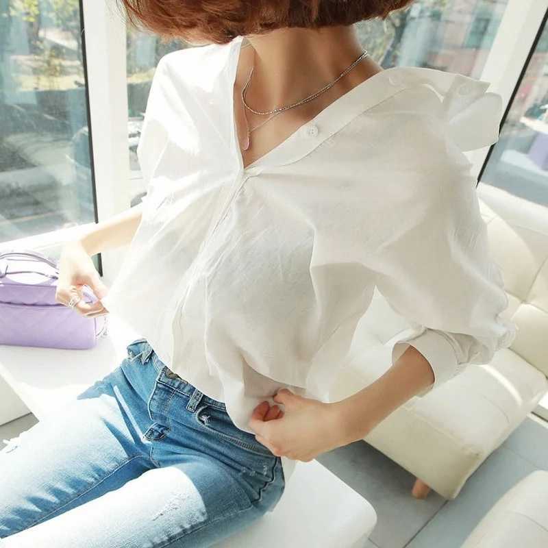 Women's Blouses Shirts Sexy Hollow Out Lace Cotton Womens Shirt Korean Stylish Fashion Woman Elegant Blouse Backless Clothes 2023 Office Lady Top
