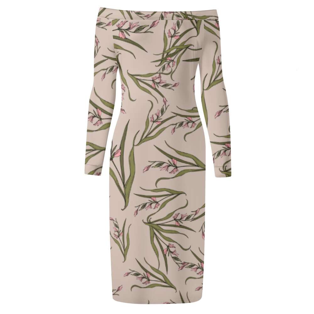 Women's Long Sleeve Off The Shoulder Lady Dress dongdumaoyi P1557751652
