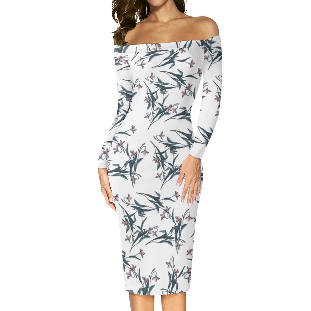 Women's Long Sleeve Off The Shoulder Lady Dress dongdumaoyi P1558851652