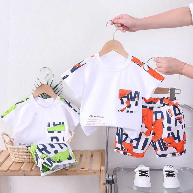 Clothing Sets New Summer Baby Boy Kids Clothes Letters Children Clothing Suit Tops Short-sleeve T-shirt Pants 2pcs/set Sport Infant Clothing H241214