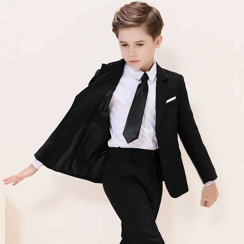 Clothing Sets Childrens boy white jacket vest pants 3-piece set childrens Baptist wedding ball set baby boy elegant dress youth party costume WX