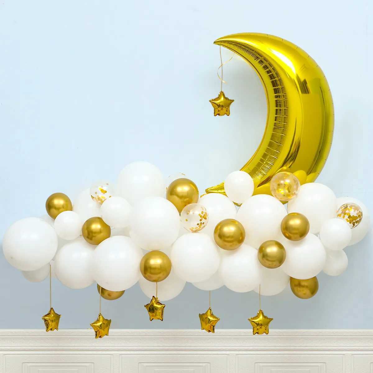 Party Balloons Moon Star Balloon Garland Arch Kit Eid Mubarak Ramadan Decoration for Home Islamic Muslim Party Decor Wedding Birthday Balloon