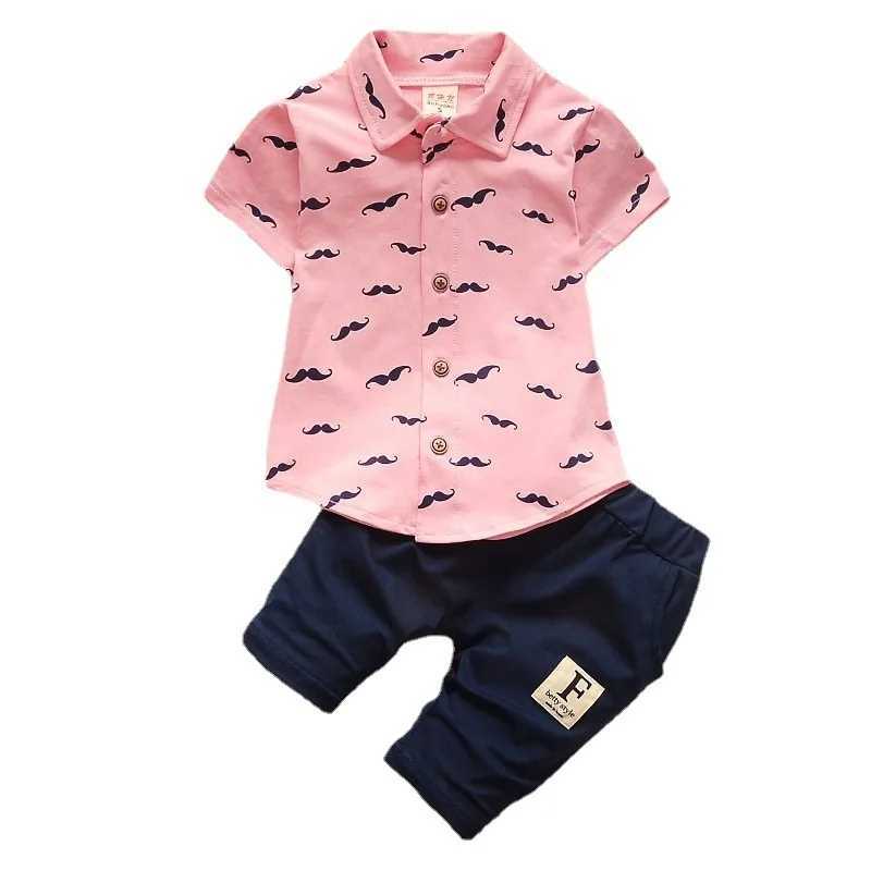 Clothing Sets Summer new cute mens clothing childrens printed short sleeved printed shirt+shorts childrens cotton cute baby clothing WX