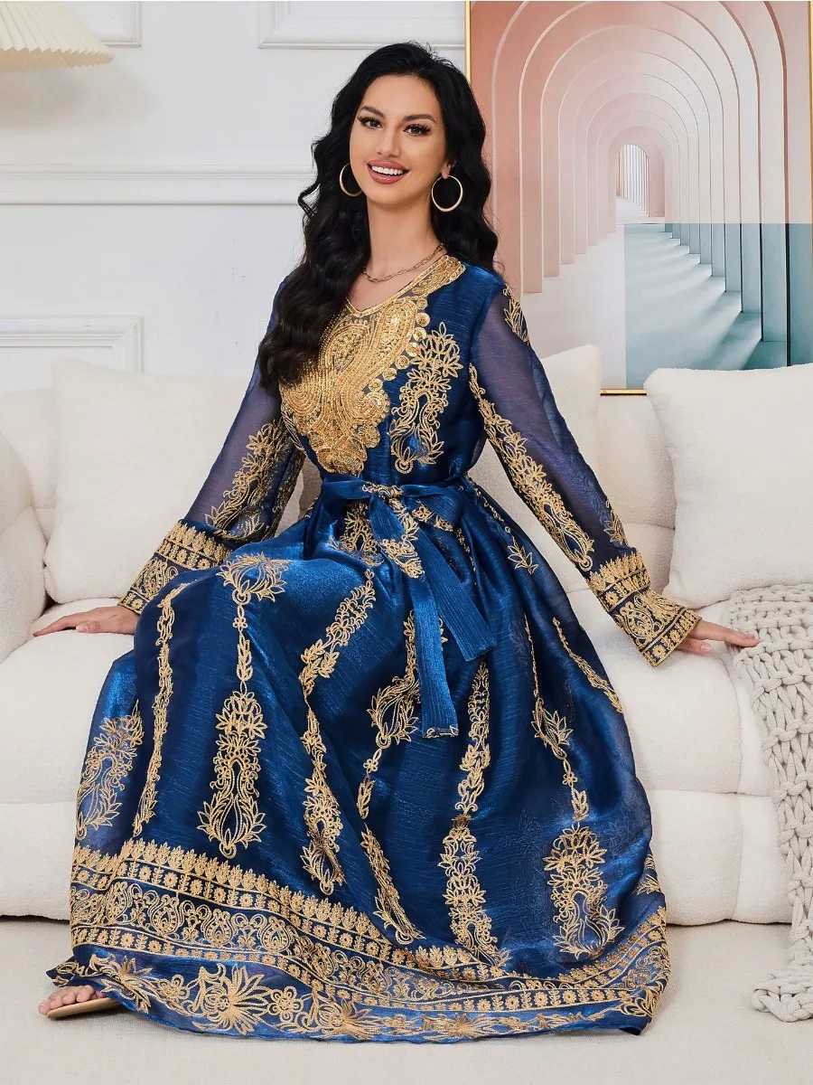 Ethnic Clothing Eid Embroidery Arab Muslim Party Dress for Women Abaya Jalabiya Long Dresses Morocco Kaftan Vestidos Dubai Ramadan Gown Robe