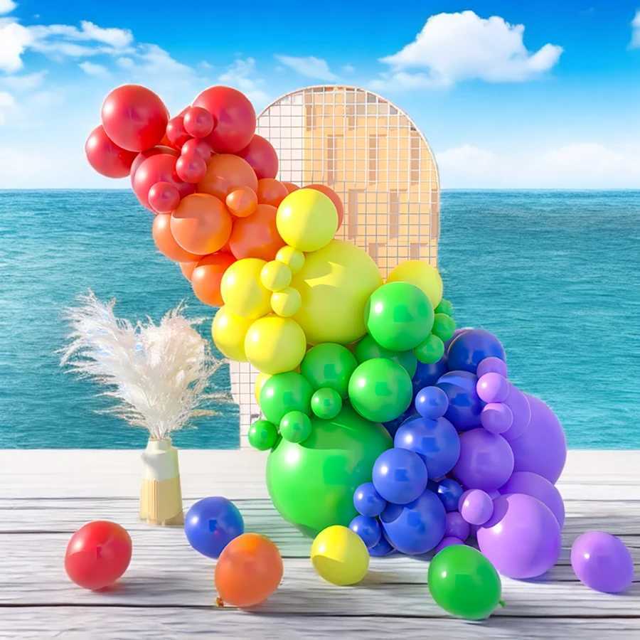Party Balloons 124pcs Rainbow latex balloon set suitable for decoration and decoration items for Pride Month Easter and birthday parties