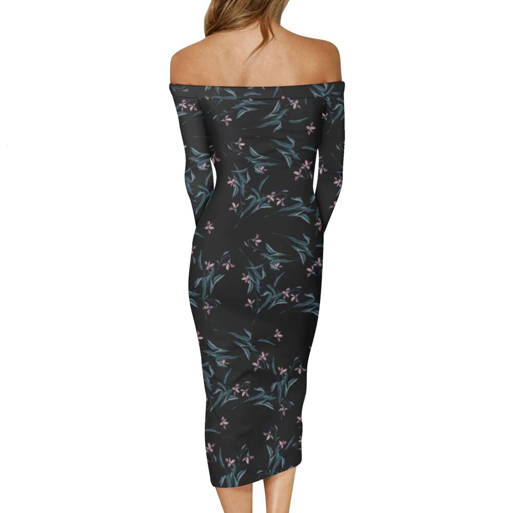 Women's Long Sleeve Off The Shoulder Lady Dress dongdumaoyi P1558951652