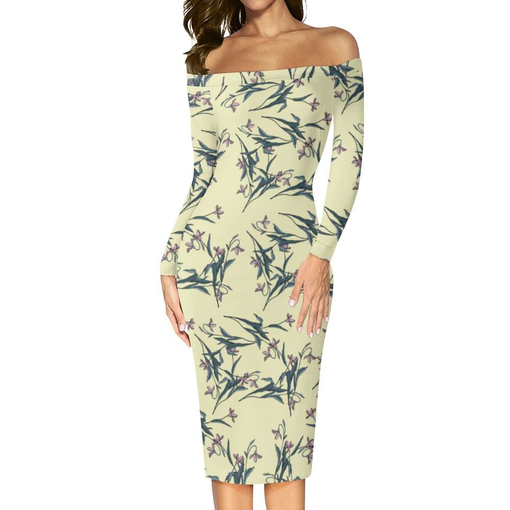 Women's Long Sleeve Off The Shoulder Lady Dress dongdumaoyi P1559451652