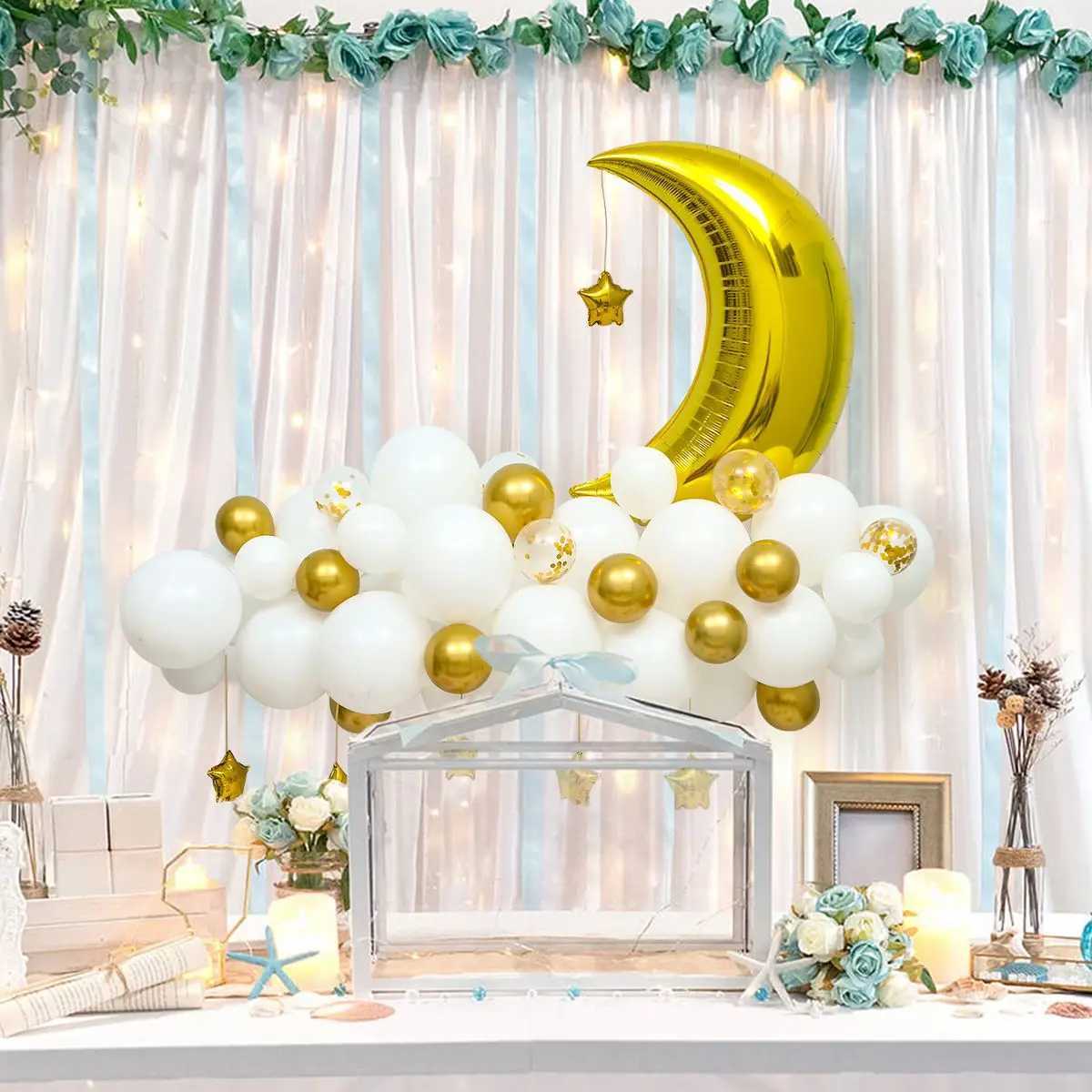 Party Balloons Moon Star Balloon Garland Arch Kit Eid Mubarak Ramadan Decoration for Home Islamic Muslim Party Decor Wedding Birthday Balloon