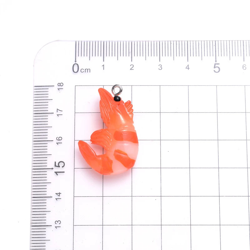 10Pcs Charms Simulation Shrimp 20x30mm Resin Pendant for Earring Bracelet Necklace Keychain DIY Jewelry Making Accessories 240507