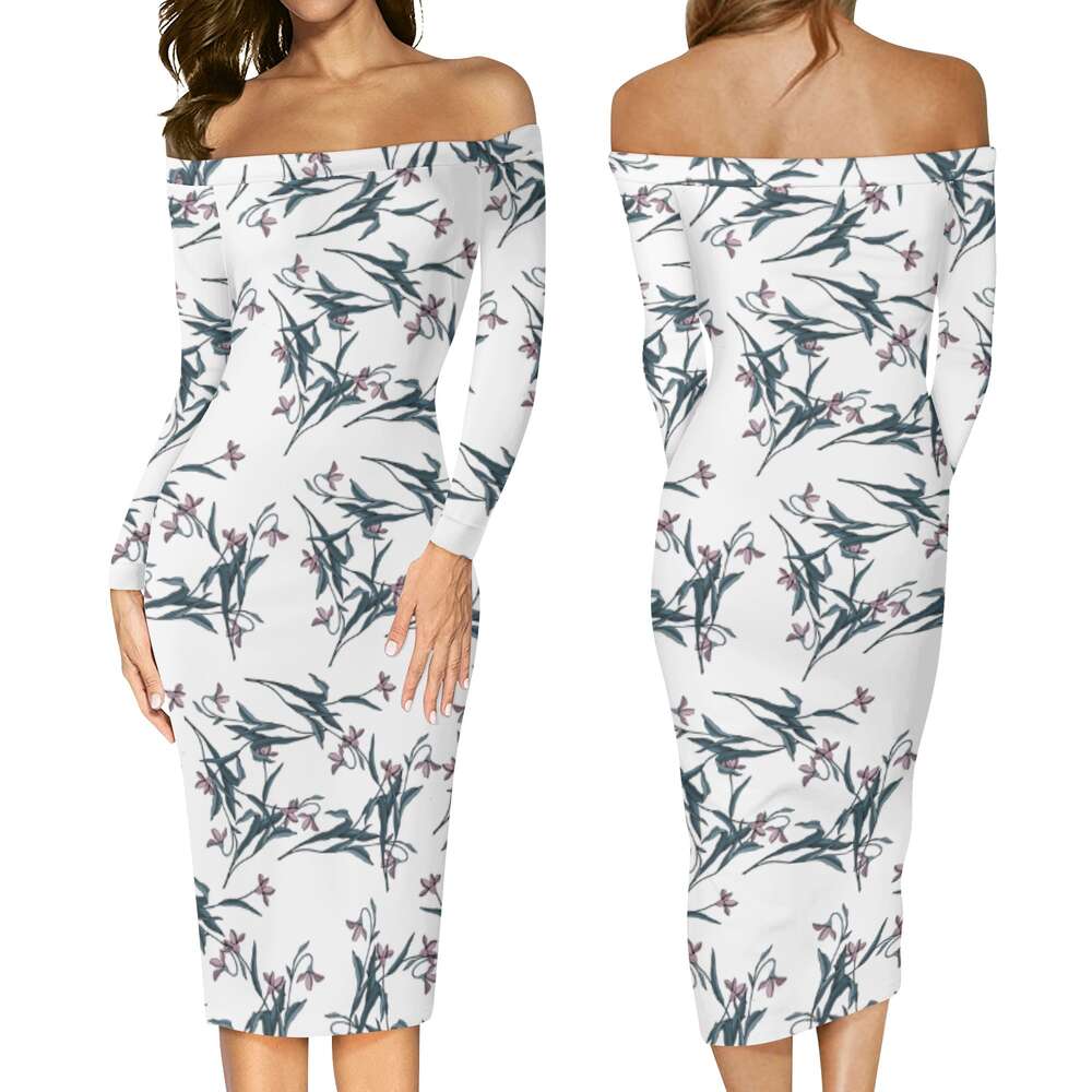 Women's Long Sleeve Off The Shoulder Lady Dress dongdumaoyi P1558851652