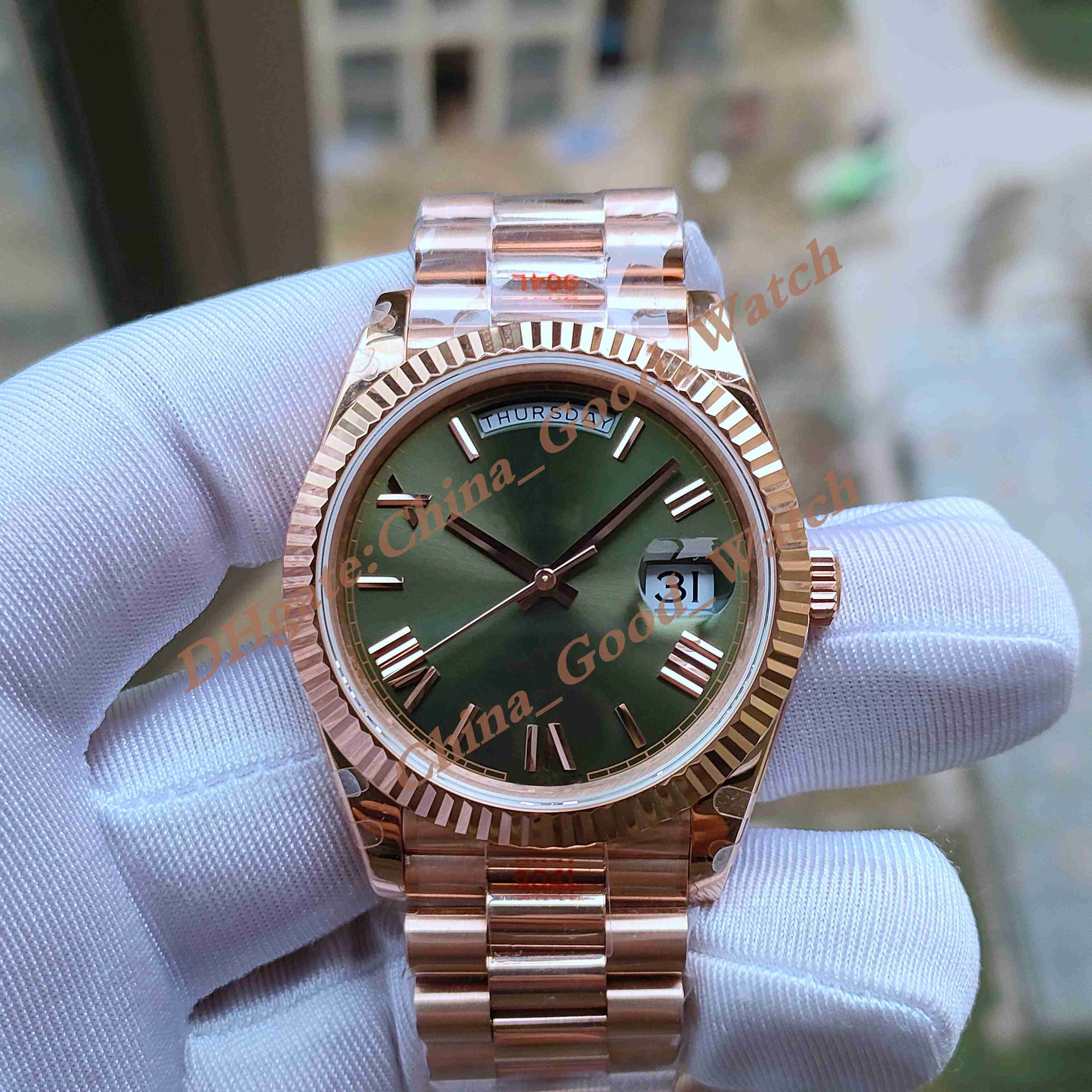 GM Factory Mens Watches 228235 Cal.3255 Movement Automatic Date Calendar Green Dial 40MM Watch Day Time Date Rose Gold Steel Sapphire GMF Wristwatches