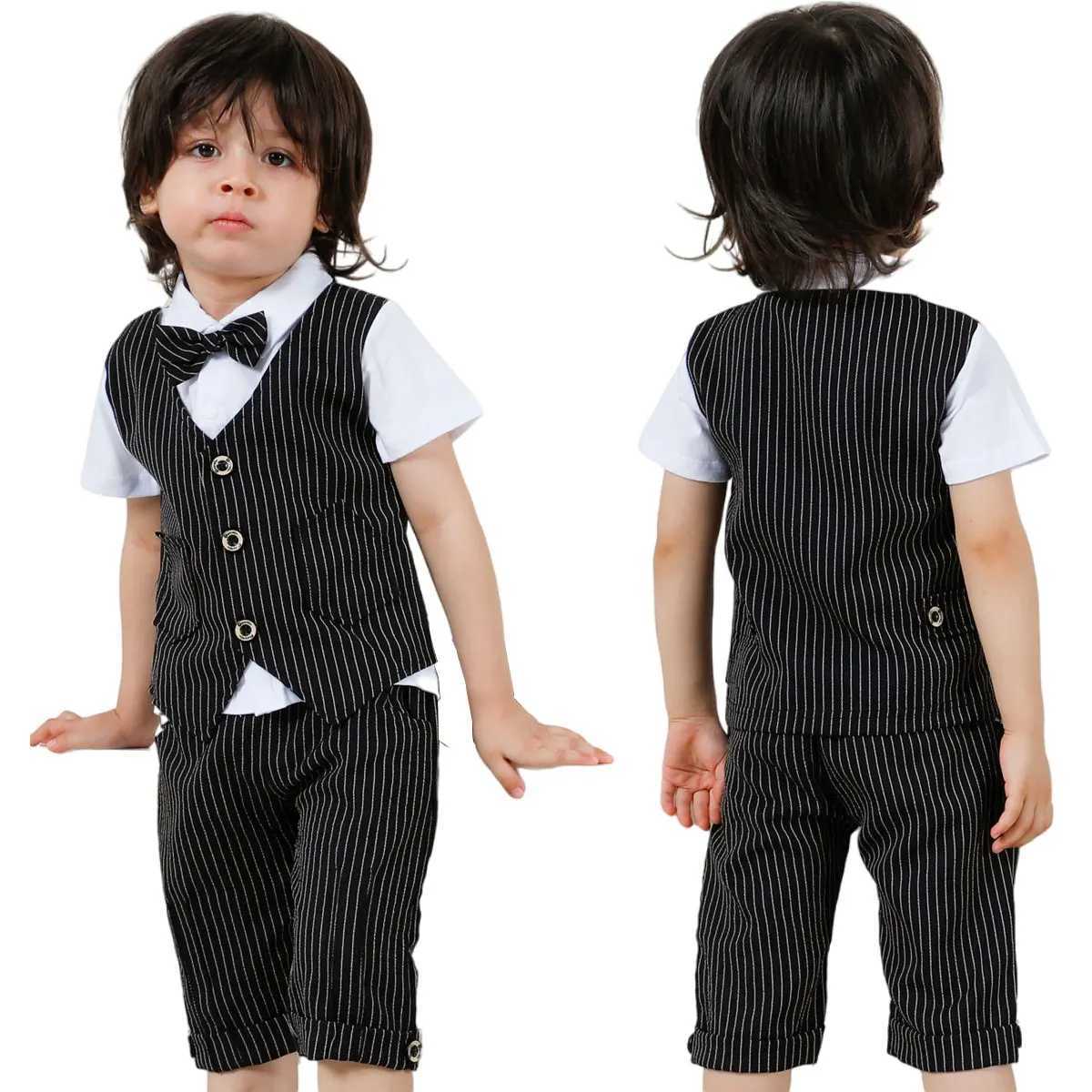 Clothing Sets Baby Clothing Set Baby Gentleman Clothing Top+Shorts Baptist Wedding Birthday Gift Clothing 2PCS Childrens Summer Clothing Set WX