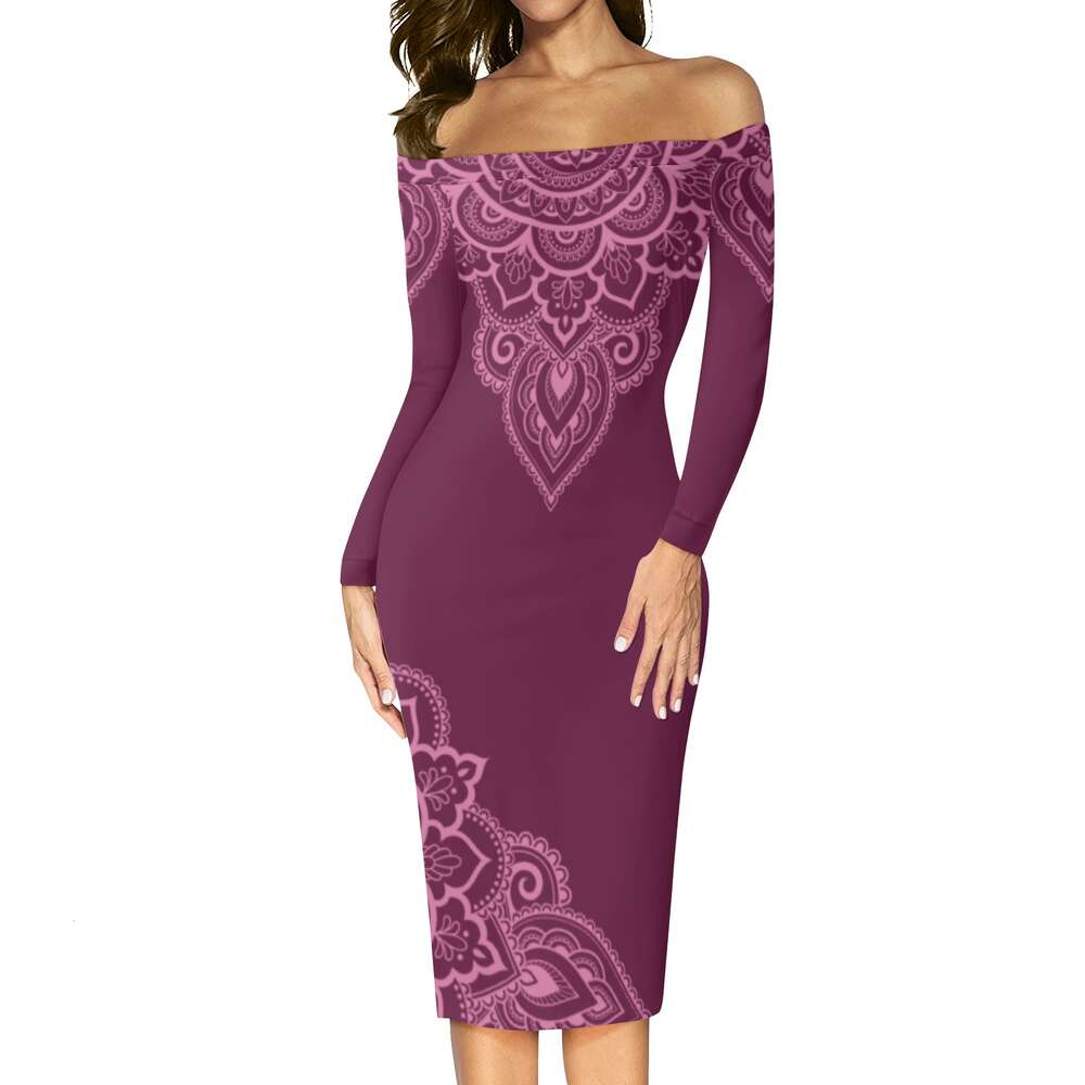 Women's Long Sleeve Off The Shoulder Lady Dress dongdumaoyi P1551351652