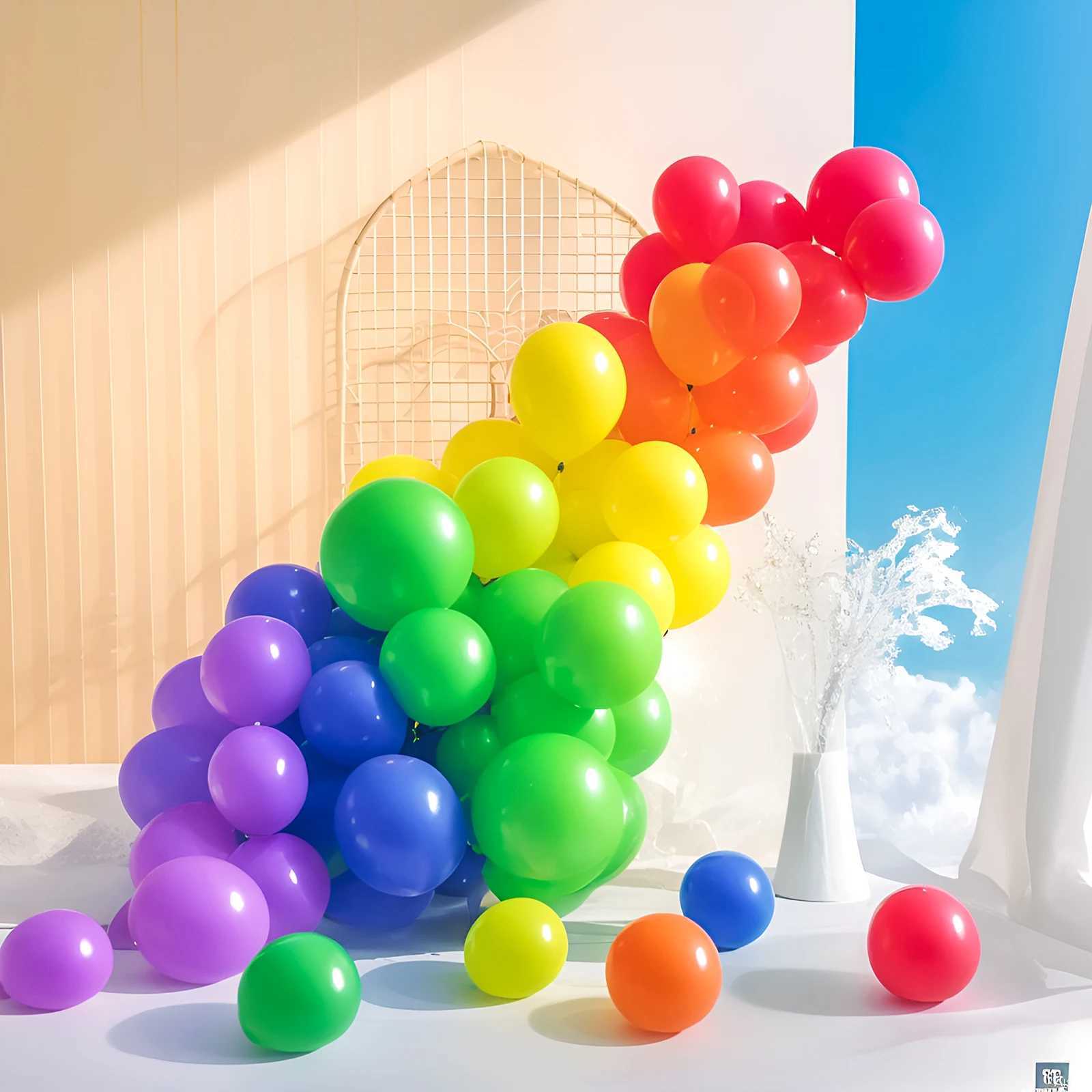 Party Balloons 124pcs Rainbow latex balloon set suitable for decoration and decoration items for Pride Month Easter and birthday parties
