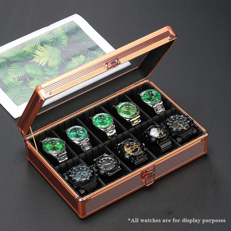 10 slot multi specification watch storage box aluminum alloy tote box internal baffle detachable display box 240426