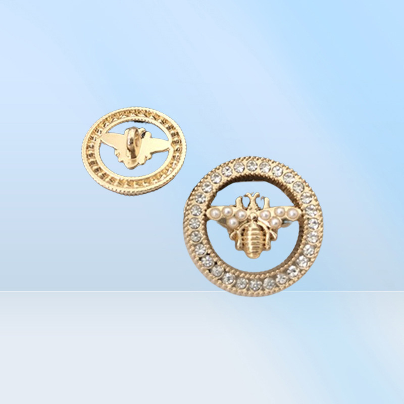 Metal Vintage Bee Diy Sewing Button Round Crystal Pearl Bee Buttons for Shirt Sweater Coat