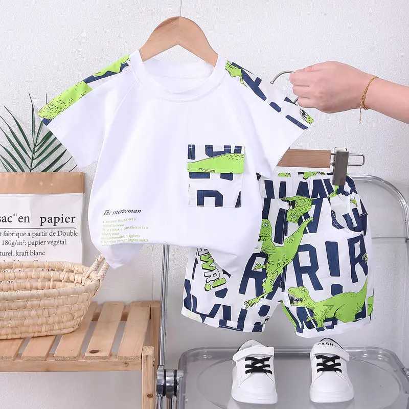 Clothing Sets New Summer Baby Boy Kids Clothes Letters Children Clothing Suit Tops Short-sleeve T-shirt Pants 2pcs/set Sport Infant Clothing H241214